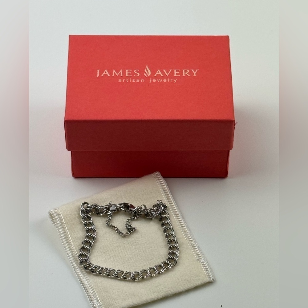 James Avery Sterling Silver Curb Charm Bracelet Signed Lobster Claw 7” W…